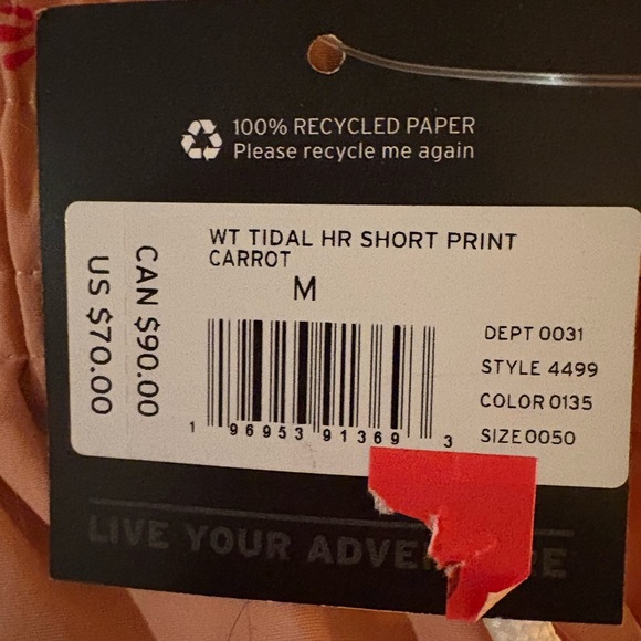 Women's Eddie Bauer Tidal High Rise Shorts - Print in Carrot. Size M - Picture 4 of 6